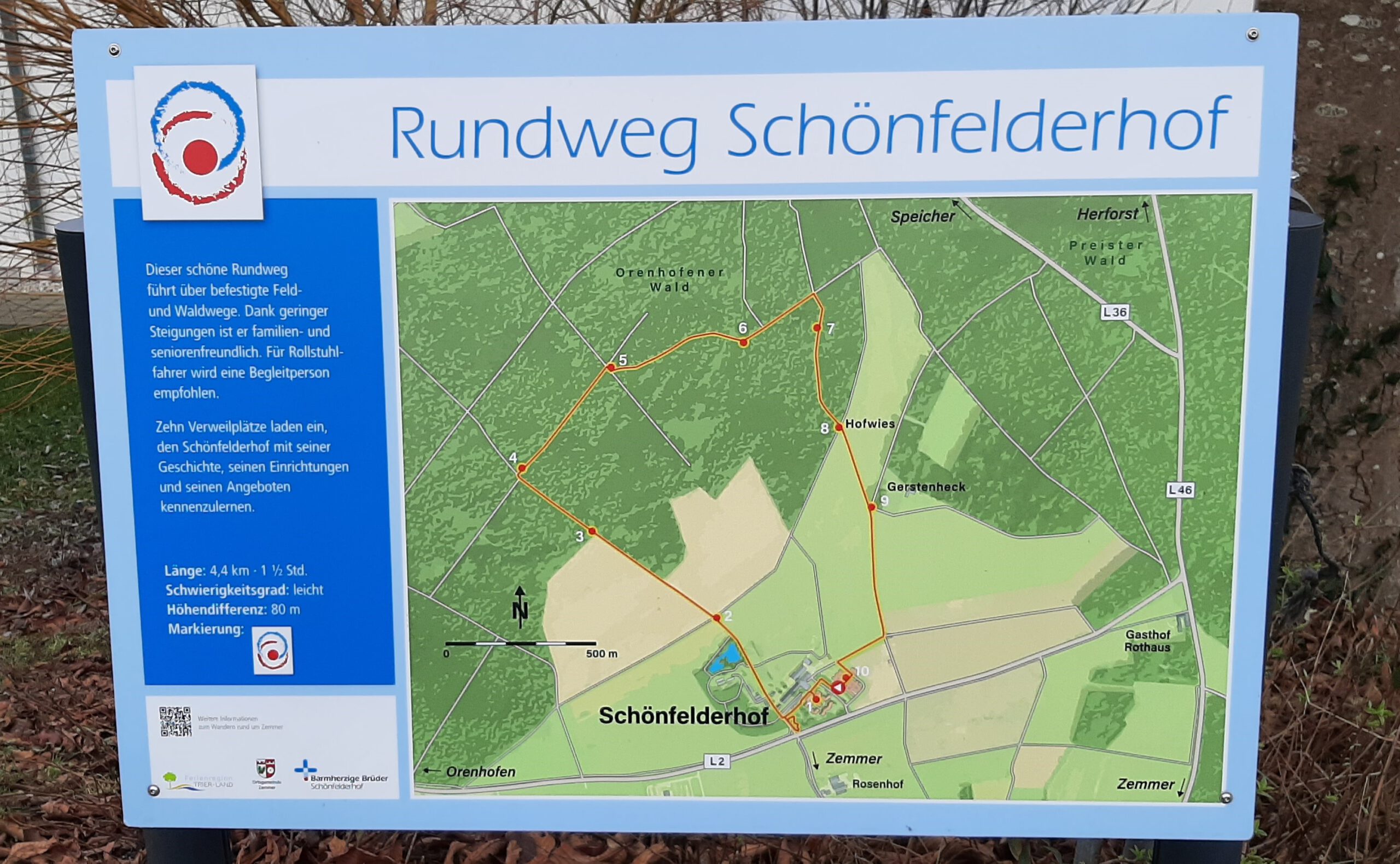 Rundweg Schönfelderhof - Infotafel Parkplatz