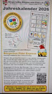 Jahreskalender 2026 Bürger helfen Bürgern Fidei 2020 e.V. - Motive von den Kindern der Grundschule St. Michael Zemmer-Rodt gemalt.