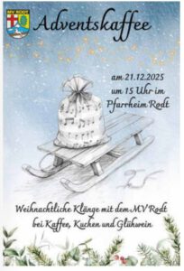 Adventskaffee im Pfarrzheim Rodt 21.12.2025 um 15.00Uhr mit dem MV Rodt