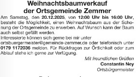Weihnachtsbaumverkauf der Ortsgemeinde Zemmer